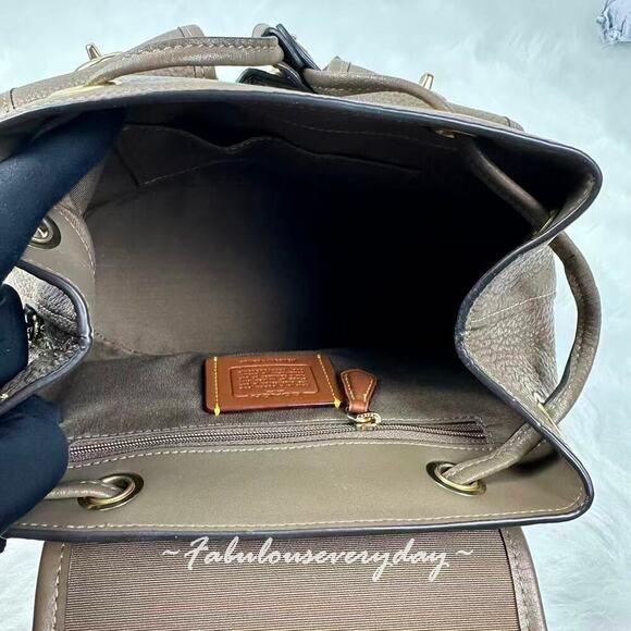 Coach Hadley Backpack In Leather Gold/Dark stone CBH09 NWT